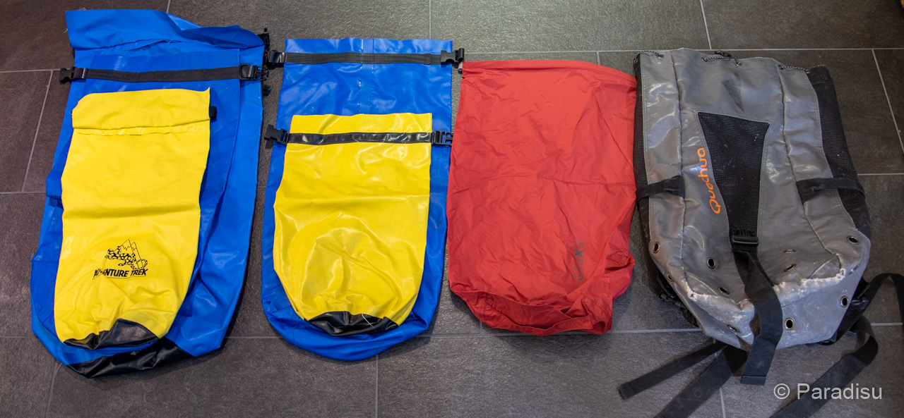 Ausrüstung Flusswandern Wasserdichte Packsäcke Rucksack - Equipement randonnée aquatique sacs étanches