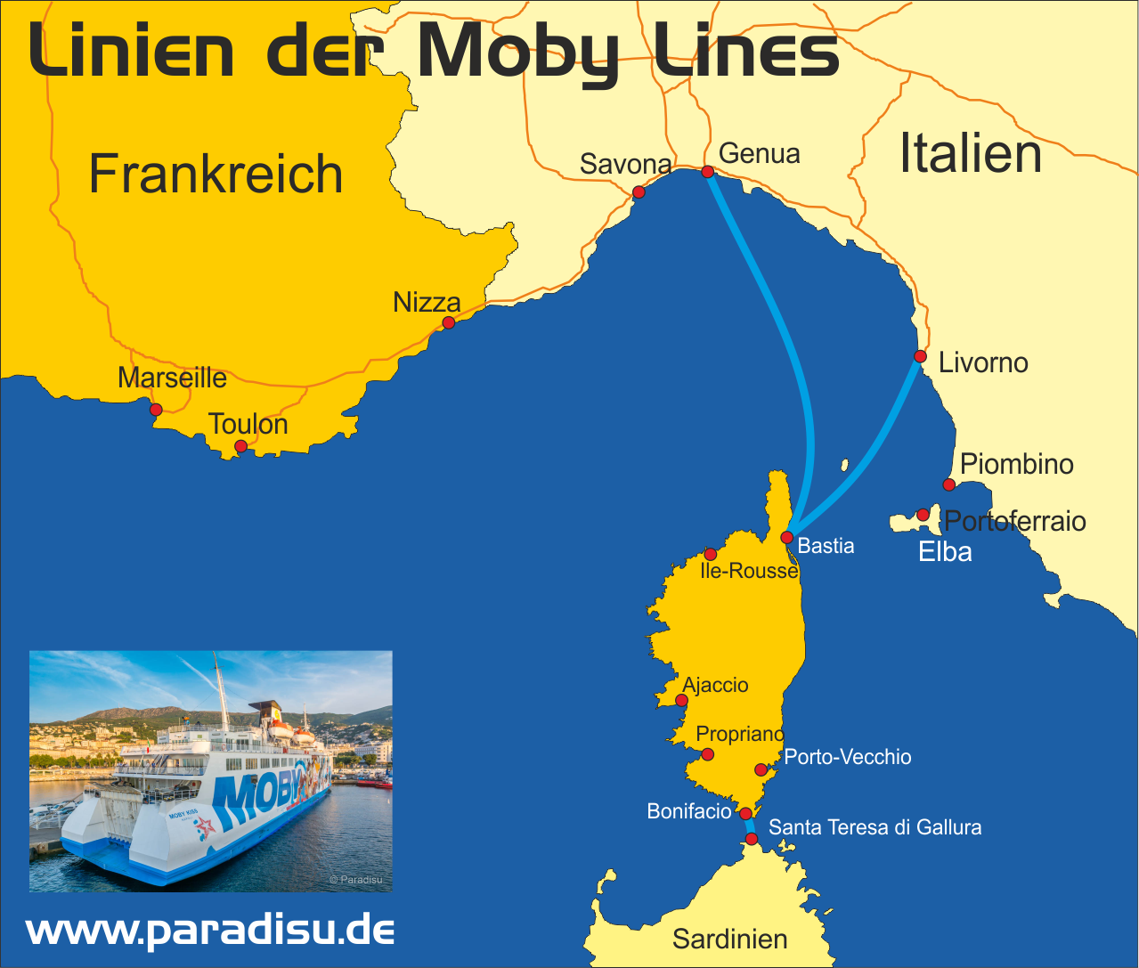 Karte Fähre Korsika Moby Lines