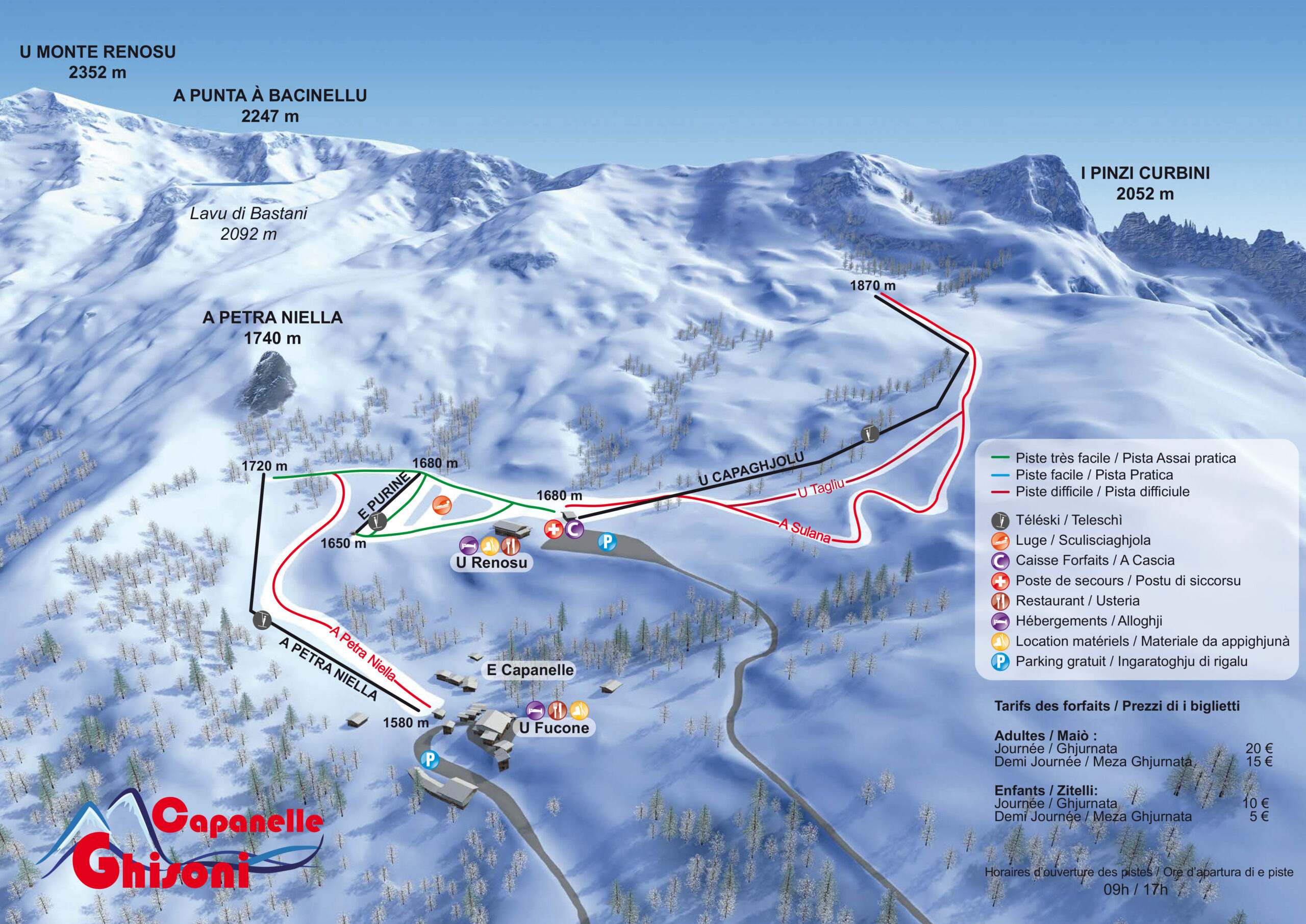 Pistenplan Skigebiet Ghisoni Capanelle